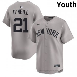 #21 Paul O'Neill Gray On-Field Style Basseball Jersey | Youth Authentic NYY MLB Apparel 7I7S4a38