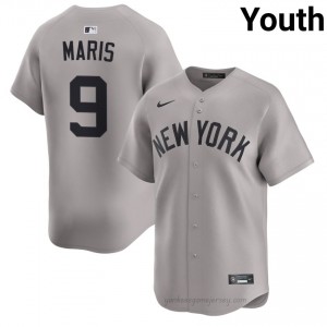 #9 Roger Maris Gray On-Field Style Basseball Jersey | Youth Authentic NYY MLB Apparel oJH75833