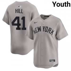 #41 Tim Hill Gray On-Field Style Basseball Jersey | Youth Authentic Yankees MLB Apparel 4J356o43