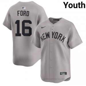 #16 Whitey Ford Gray On-Field Style Basseball Jersey | Youth Authentic NY Yankee MLB Apparel gkAR6O27